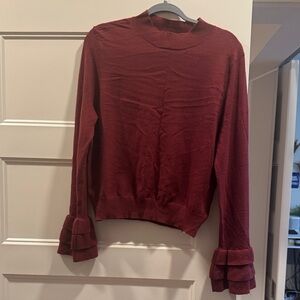 Black Swan Maroon Layered Cuff Sweater Shirt